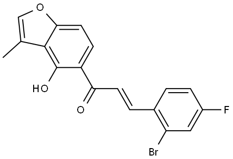 (2E)-3-(2-Bromo-4-fluorophenyl)-1-(4-hydroxy-3-methyl-5-benzofuranyl)-2-propen-1... Struktur