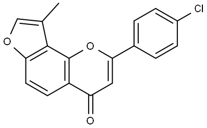 2-(4-Chloropheynyl)-9-methyl)-4H-furo[2,3-h]-1-benzopyran-4-one Struktur