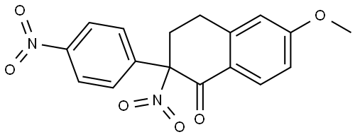 6-methoxy-2-nitro-2-(4-nitrophenyl)-3,4-dihydronaphthalen-1-(2H)-one Struktur