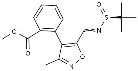 methyl (S)-2-(5-(((tert-butylsulfinyl)imino)methyl)-3-methylisoxazol-4-yl)benzoate Struktur