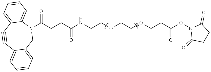 Azadibenzocyclooctyne-PEG12-N-hydroxysuccinimidyl ester Struktur