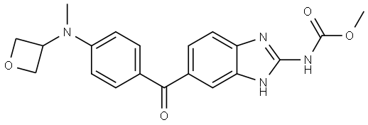 Carbamic acid, N-[6-[4-(methyl-3-oxetanylamino)benzoyl]-1H-benzimidazol-2-yl]-, methyl ester Struktur