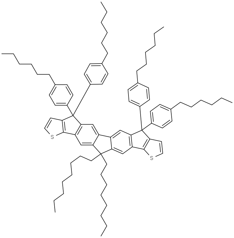 4,4,7,7-tetrakis(4-hexylphenyl)-7,12-dihydro-12,12-dioctyl-4H-Thieno[2'',3'':1',2']indeno[5',6':5,6]-s-indaceno[1,2-b]thiophene Struktur