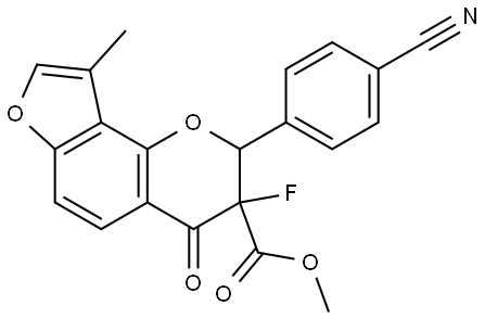 Methyl 2-(4-cyanophenyl)-3-fuoro-3,4-dihydro-9-methyl-4-oxo-2H-furo[2,3-h]-1-be... Struktur