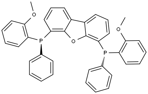 (-)-4,6-Bis((S)-(2-methoxyphenyl)(phenyl)phosphinyl)dibenzo[b,d]furan Struktur