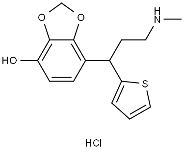 1,3-Benzodioxol-4-ol, 7-[3-(methylamino)-1-(2-thienyl)propyl]-, hydrochloride (1:1) Struktur