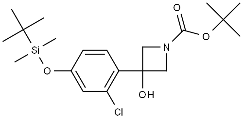 tert-butyl 3-(4-((tert-butyldimethylsilyl)oxy)-2-chlorophenyl)-3-hydroxyazetidine-1-carboxylate Struktur