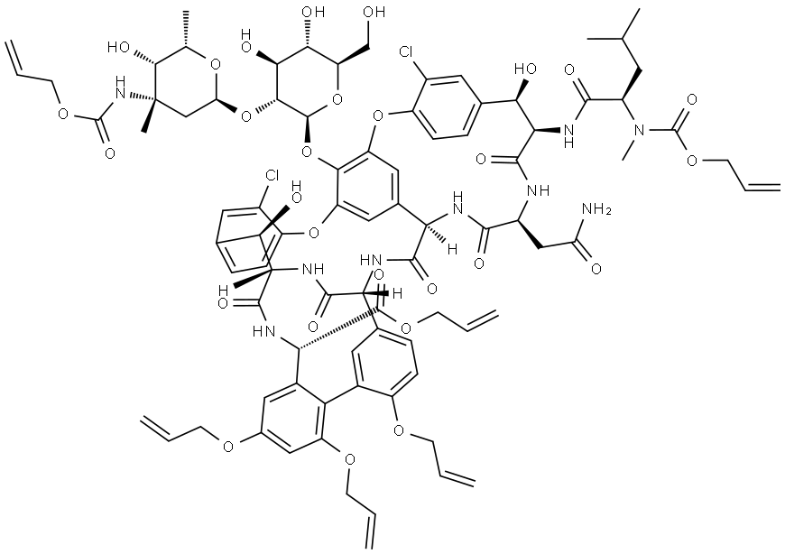 Vancomycin, 28,30,32-tri-O-2-propenyl-N3'',56-bis[(2-propenyloxy)carbonyl]-, 2-propenyl ester Struktur