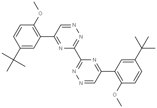 5,5′-Bis[5-(1,1-dimethylethyl)-2-methoxyphenyl]-3,3′-bi-1,2,4-triazine Struktur