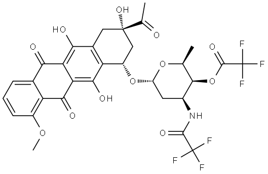 5,12-Naphthacenedione, 8-acetyl-7,8,9,10-tetrahydro-6,8,11-trihydroxy-1-methoxy-10-[[2,3,6-trideoxy-4-O-(trifluoroacetyl)-3-[(trifluoroacetyl)amino]-α-L-lyxo-hexopyranosyl]oxy]-, (8S,10S)- (9CI)