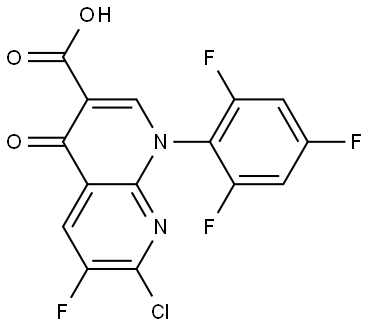 7-chloro-6-fluoro-4-oxo-1-(2,4,6-trifluorophenyl)-1,4-dihydro-1,8-naphthyridine-3-carboxylic acid Struktur