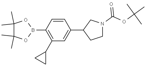 tert-butyl 3-(3-cyclopropyl-4-(4,4,5,5-tetramethyl-1,3,2-dioxaborolan-2-yl)phenyl)pyrrolidine-1-carboxylate Struktur