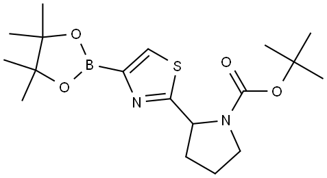 tert-butyl 2-(4-(4,4,5,5-tetramethyl-1,3,2-dioxaborolan-2-yl)thiazol-2-yl)pyrrolidine-1-carboxylate Struktur