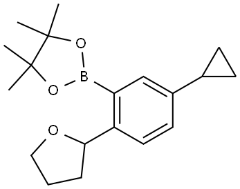 2-(5-cyclopropyl-2-(tetrahydrofuran-2-yl)phenyl)-4,4,5,5-tetramethyl-1,3,2-dioxaborolane Struktur