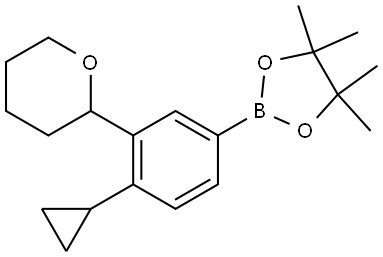 2-(4-cyclopropyl-3-(tetrahydro-2H-pyran-2-yl)phenyl)-4,4,5,5-tetramethyl-1,3,2-dioxaborolane Struktur