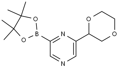 2-(1,4-dioxan-2-yl)-6-(4,4,5,5-tetramethyl-1,3,2-dioxaborolan-2-yl)pyrazine Struktur