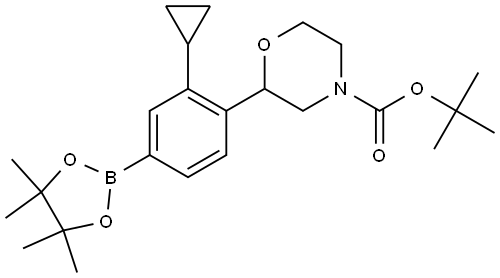 tert-butyl 2-(2-cyclopropyl-4-(4,4,5,5-tetramethyl-1,3,2-dioxaborolan-2-yl)phenyl)morpholine-4-carboxylate Struktur