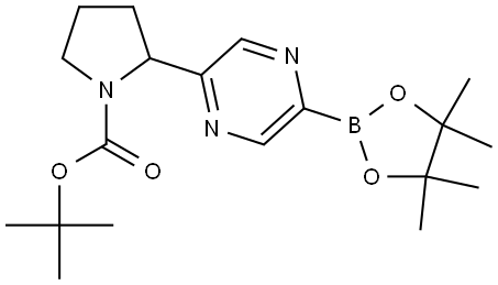 tert-butyl 2-(5-(4,4,5,5-tetramethyl-1,3,2-dioxaborolan-2-yl)pyrazin-2-yl)pyrrolidine-1-carboxylate Struktur