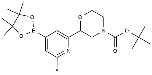 tert-butyl 2-(6-fluoro-4-(4,4,5,5-tetramethyl-1,3,2-dioxaborolan-2-yl)pyridin-2-yl)morpholine-4-carboxylate Struktur