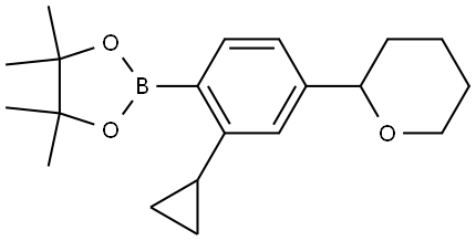 2-(2-cyclopropyl-4-(tetrahydro-2H-pyran-2-yl)phenyl)-4,4,5,5-tetramethyl-1,3,2-dioxaborolane Struktur