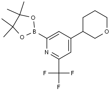 4-(Tetrahydro-2H-pyran-3-yl)-2-(4,4,5,5-tetramethyl-1,3,2-dioxaborolan-2-yl)-6-(trifluoromethyl)pyridine Struktur