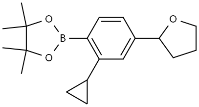 2-(2-cyclopropyl-4-(tetrahydrofuran-2-yl)phenyl)-4,4,5,5-tetramethyl-1,3,2-dioxaborolane Struktur