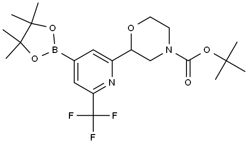 tert-butyl 2-(4-(4,4,5,5-tetramethyl-1,3,2-dioxaborolan-2-yl)-6-(trifluoromethyl)pyridin-2-yl)morpholine-4-carboxylate Struktur