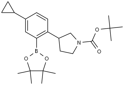 tert-butyl 3-(4-cyclopropyl-2-(4,4,5,5-tetramethyl-1,3,2-dioxaborolan-2-yl)phenyl)pyrrolidine-1-carboxylate Struktur