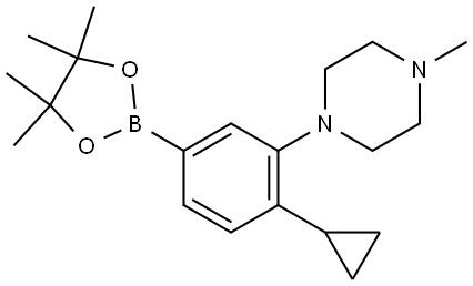 1-(2-cyclopropyl-5-(4,4,5,5-tetramethyl-1,3,2-dioxaborolan-2-yl)phenyl)-4-methylpiperazine Struktur