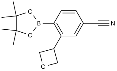 3-(oxetan-3-yl)-4-(4,4,5,5-tetramethyl-1,3,2-dioxaborolan-2-yl)benzonitrile Struktur