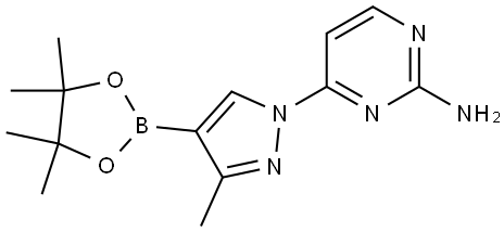 3-Methyl-1-(2-aminopyrimidin-4-yl)-1H-pyrazole-4-boronic acid pinacol ester Struktur