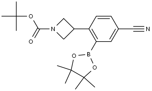 tert-butyl 3-(4-cyano-2-(4,4,5,5-tetramethyl-1,3,2-dioxaborolan-2-yl)phenyl)azetidine-1-carboxylate Struktur