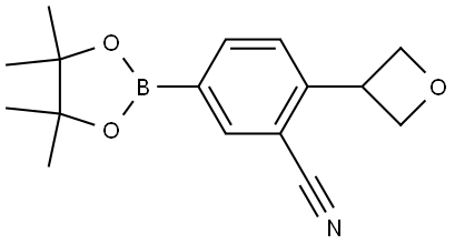 2-(oxetan-3-yl)-5-(4,4,5,5-tetramethyl-1,3,2-dioxaborolan-2-yl)benzonitrile Struktur