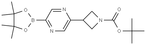 tert-butyl 3-(5-(4,4,5,5-tetramethyl-1,3,2-dioxaborolan-2-yl)pyrazin-2-yl)azetidine-1-carboxylate Struktur