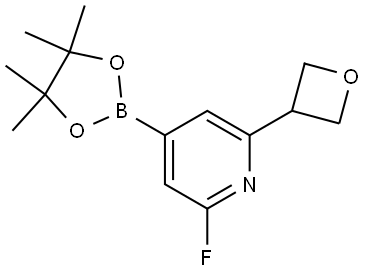 2-fluoro-6-(oxetan-3-yl)-4-(4,4,5,5-tetramethyl-1,3,2-dioxaborolan-2-yl)pyridine Struktur