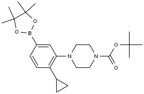 tert-butyl 4-(2-cyclopropyl-5-(4,4,5,5-tetramethyl-1,3,2-dioxaborolan-2-yl)phenyl)piperazine-1-carboxylate Struktur