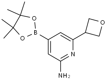 6-(oxetan-3-yl)-4-(4,4,5,5-tetramethyl-1,3,2-dioxaborolan-2-yl)pyridin-2-amine Struktur