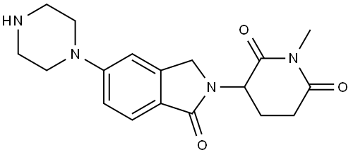 2,6-Piperidinedione, 3-[1,3-dihydro-1-oxo-5-(1-piperazinyl)-2H-isoindol-2-yl]-1-methyl- Struktur