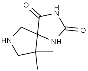 9,9-dimethyl-1,3,7-triazaspiro[4.4]nonane-2,4-dione Struktur