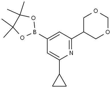 2-cyclopropyl-6-(1,3-dioxan-5-yl)-4-(4,4,5,5-tetramethyl-1,3,2-dioxaborolan-2-yl)pyridine Struktur