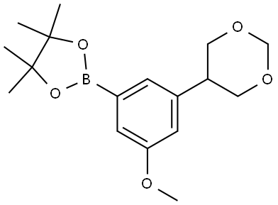 2-(3-(1,3-dioxan-5-yl)-5-methoxyphenyl)-4,4,5,5-tetramethyl-1,3,2-dioxaborolane Struktur