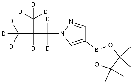 1-(2-(methyl-d3)propyl-1,1,2,3,3,3-d6)-4-(4,4,5,5-tetramethyl-1,3,2-dioxaborolan-2-yl)-1H-pyrazole Struktur