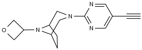 3-(5-ethynylpyrimidin-2-yl)-8-(oxetan-3-yl)-3,8-diazabicyclo[3.2.1]octane Struktur