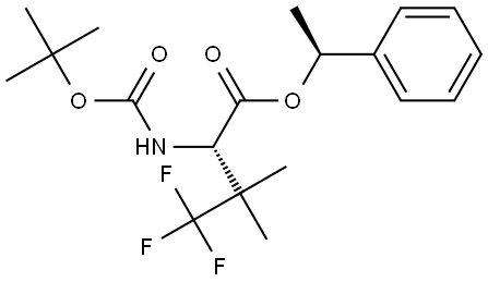 (S)-1-phenylethyl (S)-2-((tert-butoxycarbonyl)amino)-4,4,4-trifluoro-3,3-dimethylbutanoate Struktur