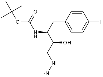 tert-butyl ((2S,3S)-4-hydrazinyl-3-hydroxy-1-(4-iodophenyl)butan-2-yl)carbamate Struktur