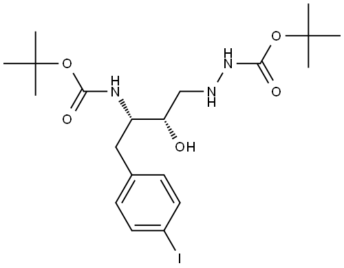 tert-butyl 2-((2S,3S)-3-((tert-butoxycarbonyl)amino)-2-hydroxy-4-(4-iodophenyl)butyl)hydrazine-1-carboxylate Struktur