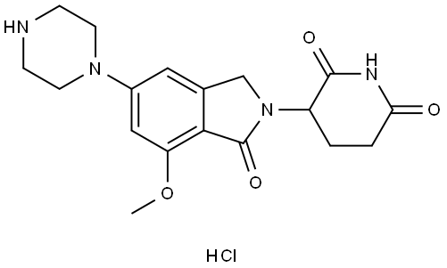 2,6-Piperidinedione, 3-[1,3-dihydro-7-methoxy-1-oxo-5-(1-piperazinyl)-2H-isoindol-2-yl]-, hydrochloride (1:1) Struktur