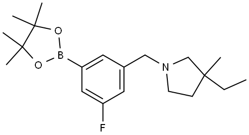 3-ethyl-1-(3-fluoro-5-(4,4,5,5-tetramethyl-1,3,2-dioxaborolan-2-yl)benzyl)-3-methylpyrrolidine Struktur