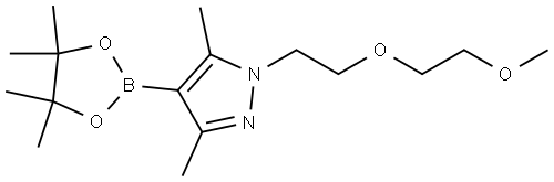 1-(2-(2-methoxyethoxy)ethyl)-3,5-dimethyl-4-(4,4,5,5-tetramethyl-1,3,2-dioxaborolan-2-yl)-1H-pyrazole Struktur