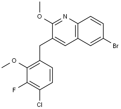 Quinoline, 6-bromo-3-[(4-chloro-3-fluoro-2-methoxyphenyl)methyl]-2-methoxy- Struktur